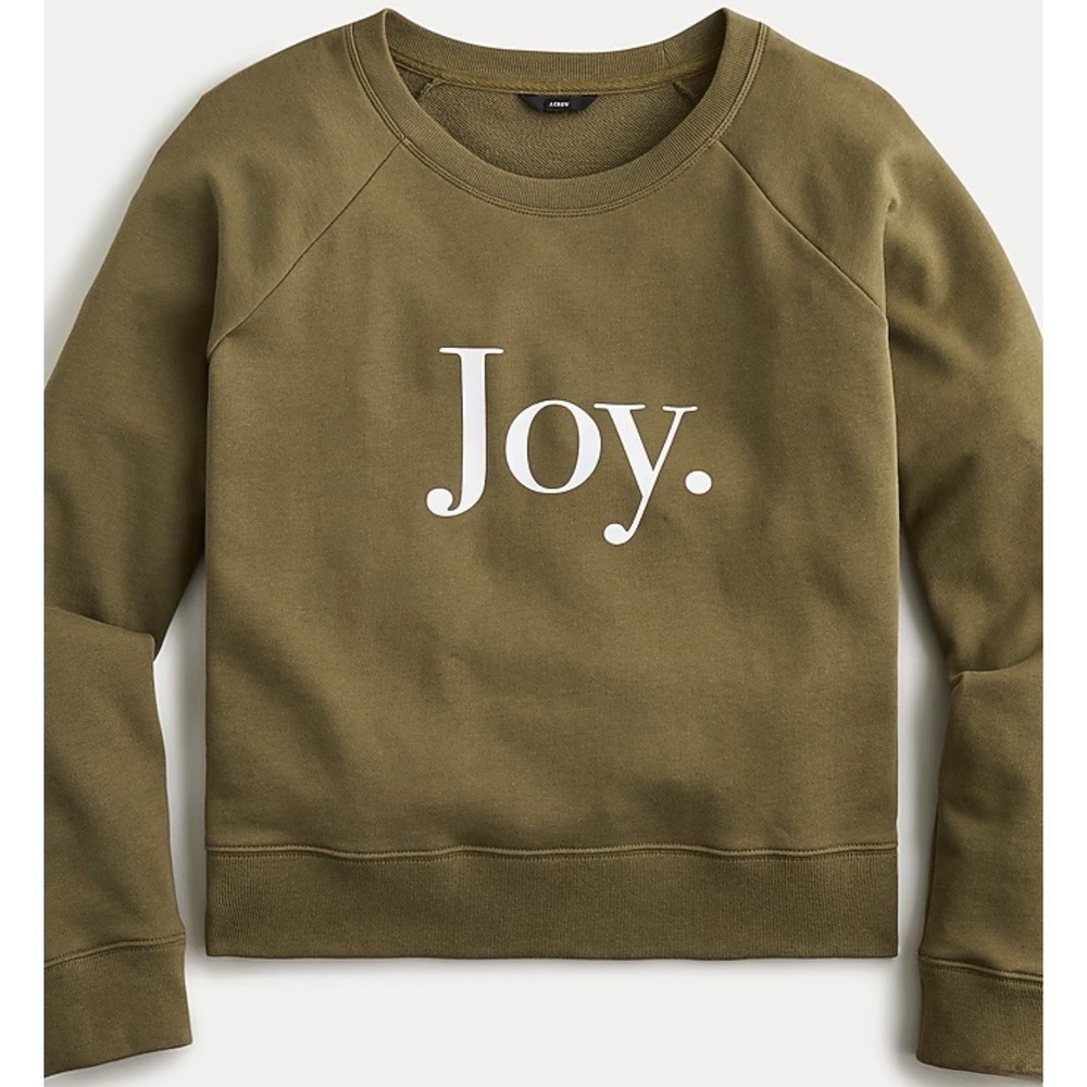 J Crew Sweatshirt Women's Size XXS Crew Neck Festive‎ JOY Cotton Terry Olive